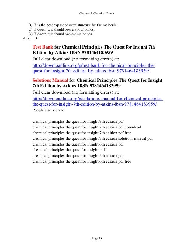 Chemical Principles The Quest For Insight 5th Edition Pdf